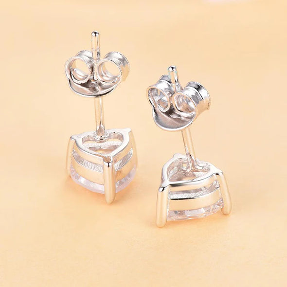 Heart Cut Sterling Silver Stud Earrings