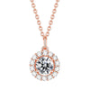 Round Cut Halo Pendant Necklace