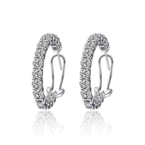 Classic Sterling Silver Round Cut Hoop Earrings