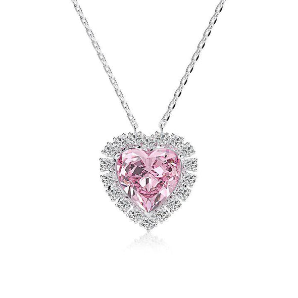 Halo Heart Cut Pink Pendant Necklace
