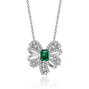 Bowknot Emerald Pendant Necklace