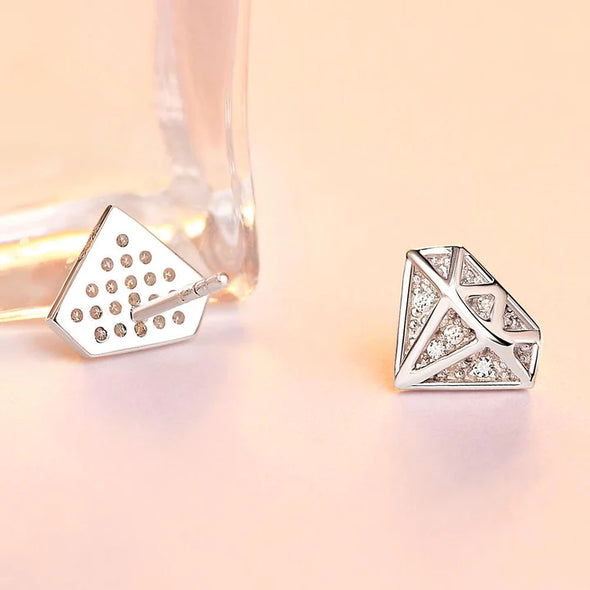 Diamond Sterling Silver Stud Earrings