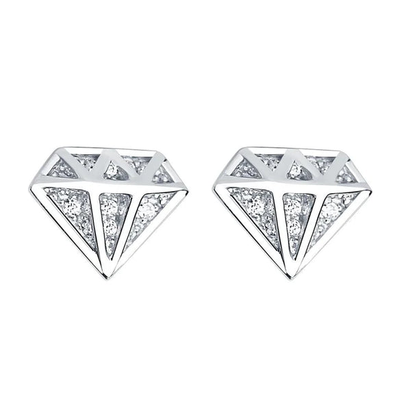 Diamond Sterling Silver Stud Earrings