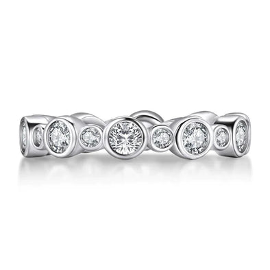 Alternating Round 925 Sterling Silver Eternity Wedding Band