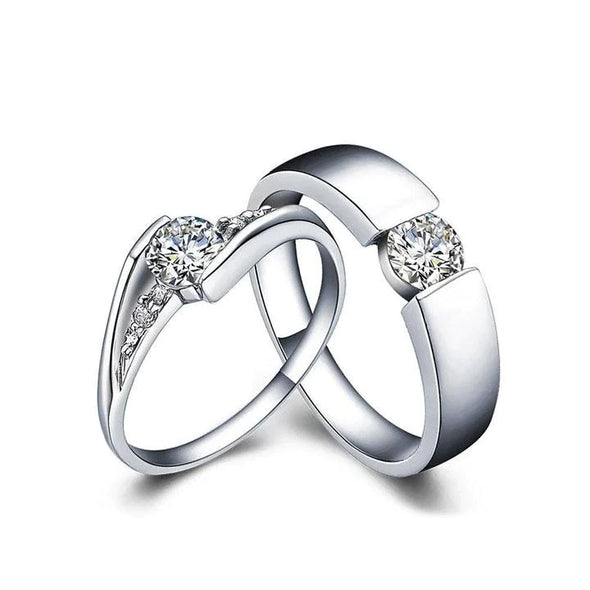 Round Cut Open Couple Rings