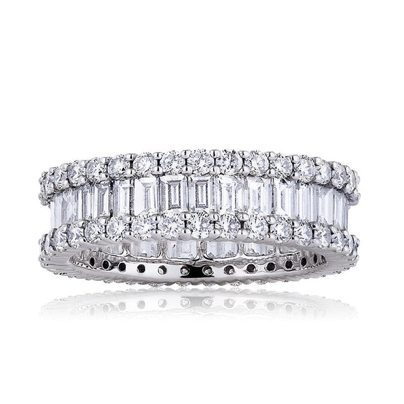 Emerald Cut Eternity Wedding Band In Sterling Silver