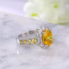 Oval Cut Yellow Topaz 925 Sterling Silver Halo Engagement Ring