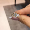 Stunning Golden Tone Emerald Cut Three Stone Engagement Ring In Sterling Silver