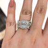 Vintage Double Halo Cushion Cut Insert Wedding Bridal Set In Sterling Silver