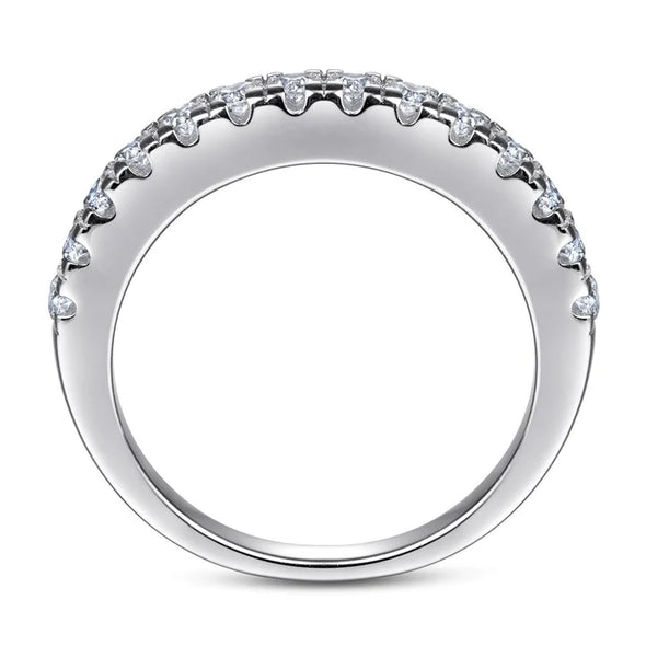 Classic Half Eternity Sterling Silver Stackable Wedding Band