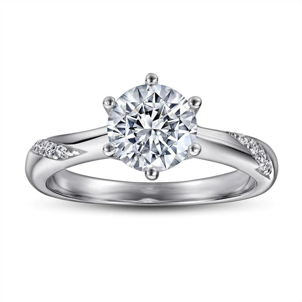 6 Prong Sterling Silver Solitaire Ring