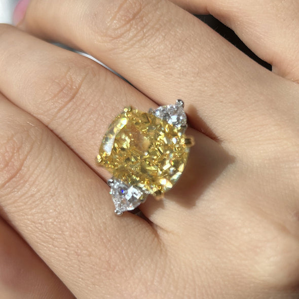 Gorgeous Yellow Radiant Cut Sterling Silver Engagement Ring