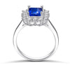Halo Emerald Cut Sterling Silver Engagement Ring