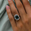 Vintage Emerald Green Halo Sterling Silver Engagement Ring