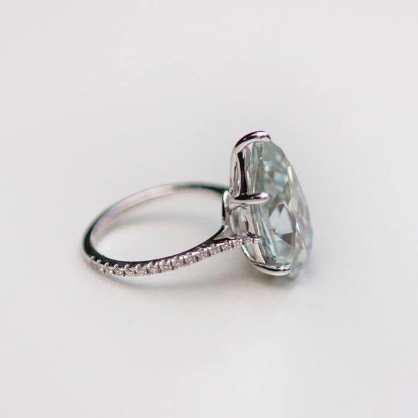 Pear Cut Sterling Silver Solitaire Engagement Ring