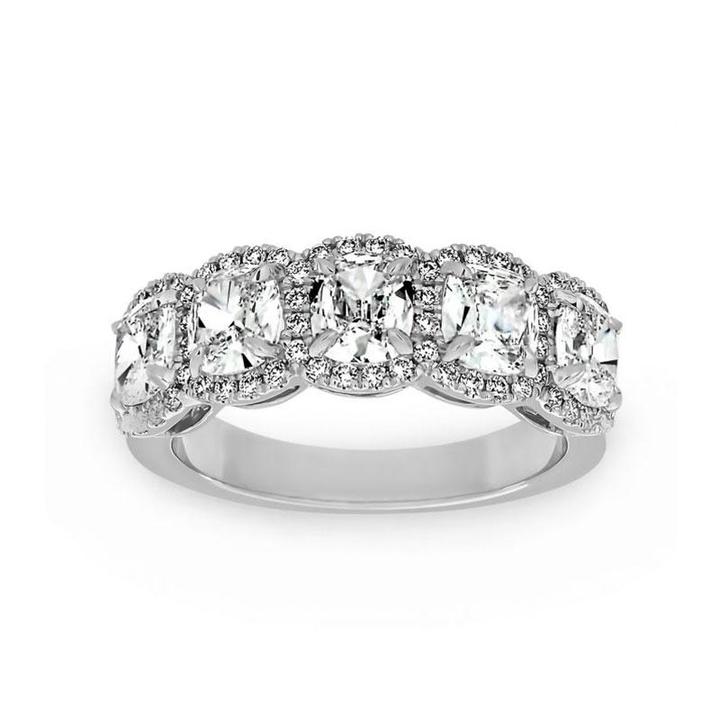 Cushion Cut Halo Wedding Band In Sterling Silver Juluro