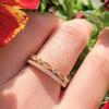 2pcs Golden Tone Art Decor Eternity Stackable Wedding Band