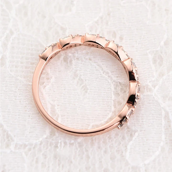 Rose Golden Tone Pear Design Stackable Wedding Band