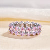 Stunning Oval Cut Pink High-Gemstone Sterling Silver Wedding Band