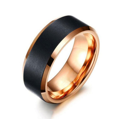 Fashion Tungsten Rose Golden & Black Men's Ring