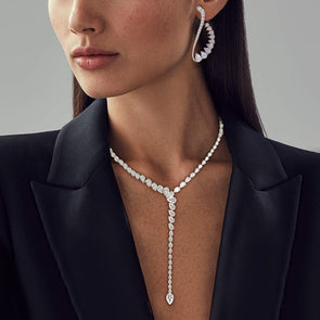 Pear Cut Sapphire Necklace & Earrings Set