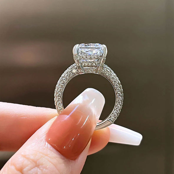 Radiant Cut Engagement Ring In Sterling Silver