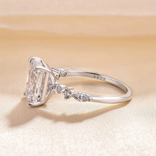 Sparkle Radiant Cut Engagement Ring In Sterling Silver