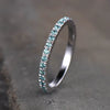 Handmade Light Aquamarine Blue Eternity Sterling Silver Wedding Band