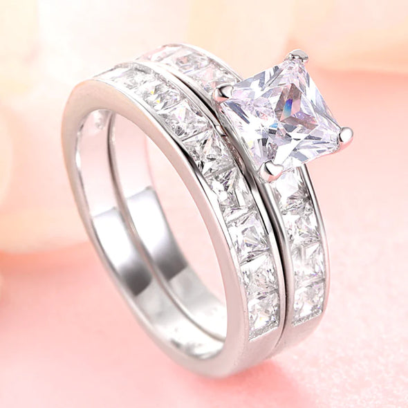 1.5 Carat Princess Cut Wedding Bridal Set