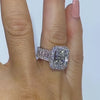 6.0 Carat Radiant Cut Engagement Ring In Sterling Silver