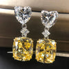 Fancy Yellow Cushion Cut Drop Earrings