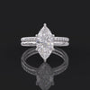 2.0 CT Hidden Halo Marquise Cut Solitaire Sterling Silver Wedding Bridal Set
