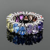 7.5ct Pear Cut Multi Color Rainbow Color Sterling Silver Eternity Wedding Band