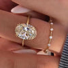Exquisite Oval Cut Sterling Silver Bridal Set In Golden Tone