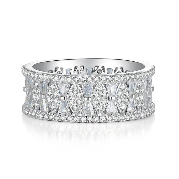 Elegant Pave Lace Design Wedding Band In Sterling Silver