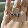 Dainty Butterfly Design White & Blue Gemstone Sterling Silver Wedding Band