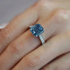 Exquisite Emerald Cut Montana Blue Sterling Silver Engagement Ring