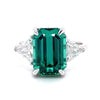 Paraiba Tourmaline Emerald Cut Three Stone Sterling Silver Engagement Ring
