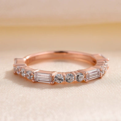 Dainty Rose Gold Tone Wedding Band In Sterling Silver