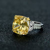 Luxurious Cushion Cut Yellow Gemstone Sterling Silver Engagement Ring