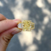 Luxurious Golden Tone Radiant Cut Engagement Ring In Sterling Silver