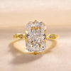 Vintage Golden Tone Radiant Cut Engagement Ring In Sterling Silver