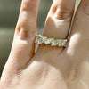 Luxurious Golden Tone Marquise Cut Wedding Band In Sterling Silver