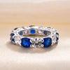 Gorgeous Blue & White Gemstone Wedding Band In Sterling Silver