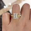 Gorgeous Golden Tone Emerald Cut Engagement Ring In Sterling Silver
