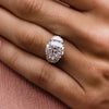 Stunning Cushion Cut Three Stone Engagement Ring In Sterling Silver