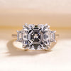 Exclusive Asscher Cut Three Stone Engagement Ring In Sterling Silver