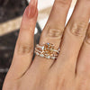 5 Carat 3PC Cushion Cut Champagne Wedding Bridal Set In Rose Gold