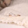 Rose Golden Tone Halo Pear Cut Twisted Curved Sterling Silver Bridal Set