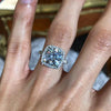 Sparkle Split Shank Halo Cushion Cut Sterling Silver Engagement Ring